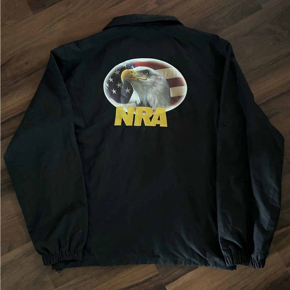 NRA National Rifle Association Black Jacket Windbreaker Eagle Flag Men's M